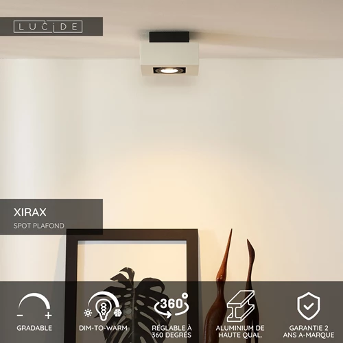 Lucide XIRAX - Spot plafond - LED Dim to warm - GU10 - 1x5W 2200K/3000K - Blanc - USP